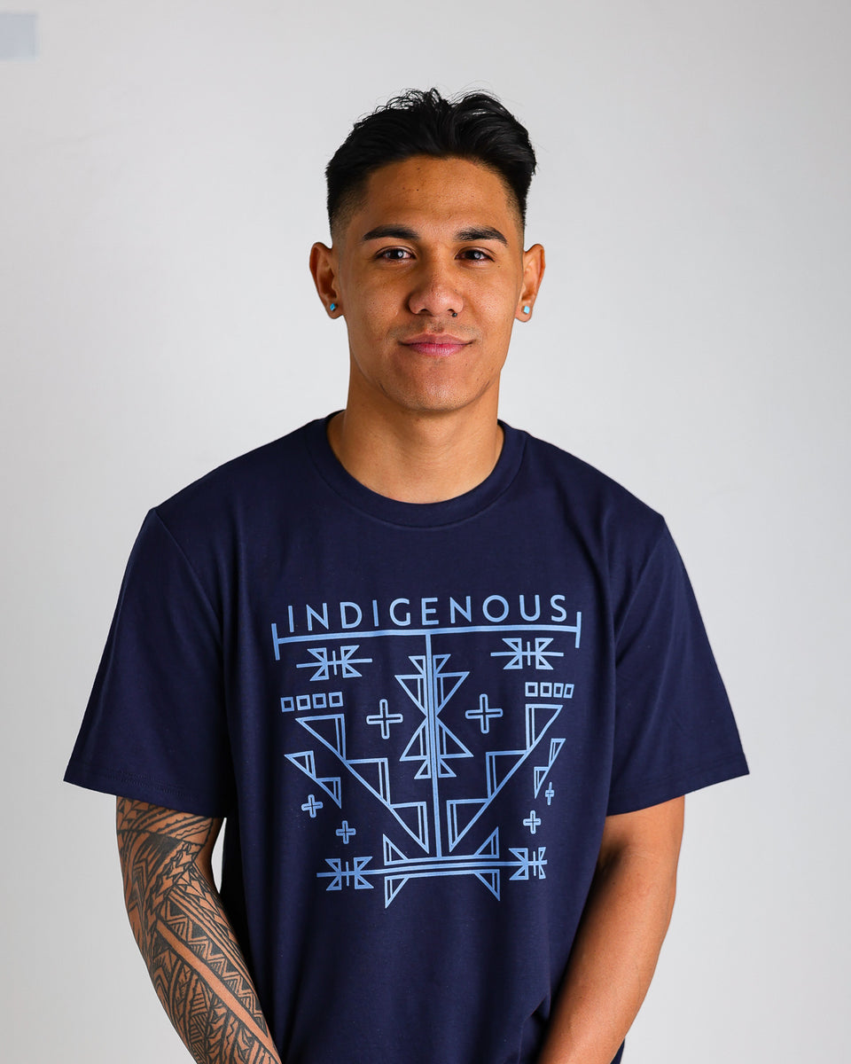 Native American T-Shirt | Indigenous Geo Design Navy – suite1491
