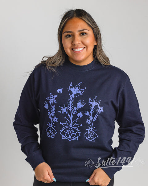 Native American Crewneck Sweatshirt "Sisters" Navy