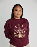 Native American Crewneck Sweatshirt "We Love Lady Bugs" Burgundy