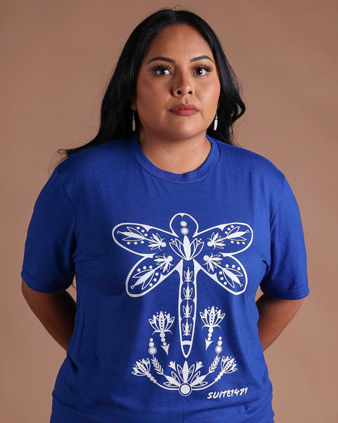 Native American T-Shirt | “Springtime Dragon Flies” Royal
