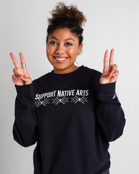 Native American Sweatshirt | "Support Native Arts" - Navy